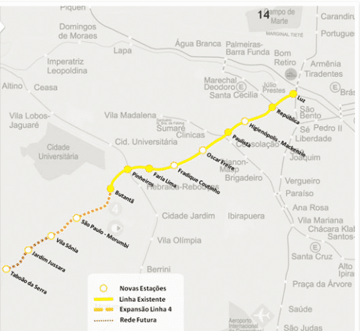 Mapa linha amarela