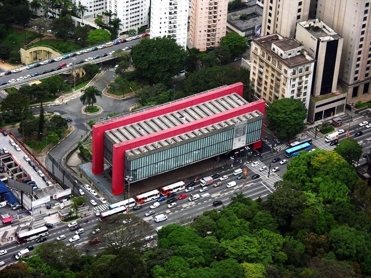 Vista aérea do MASP, localizado na Avenida Paulista.
