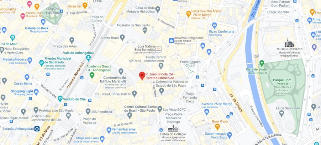 Mapa do Google Maps do Farol Santander.
