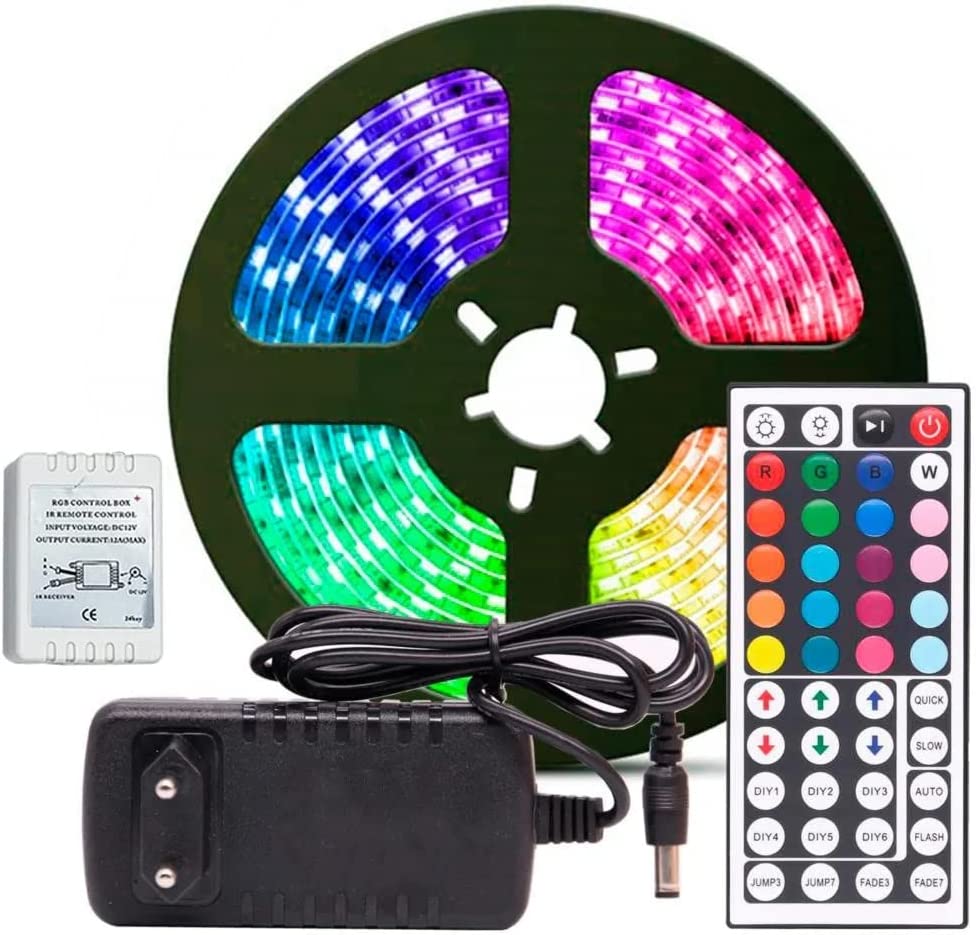 Rolo de fita de LED 3528, colorida ou RGB - 5 metros.