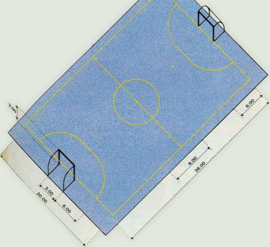 Medidas para área de jogo de futsal.