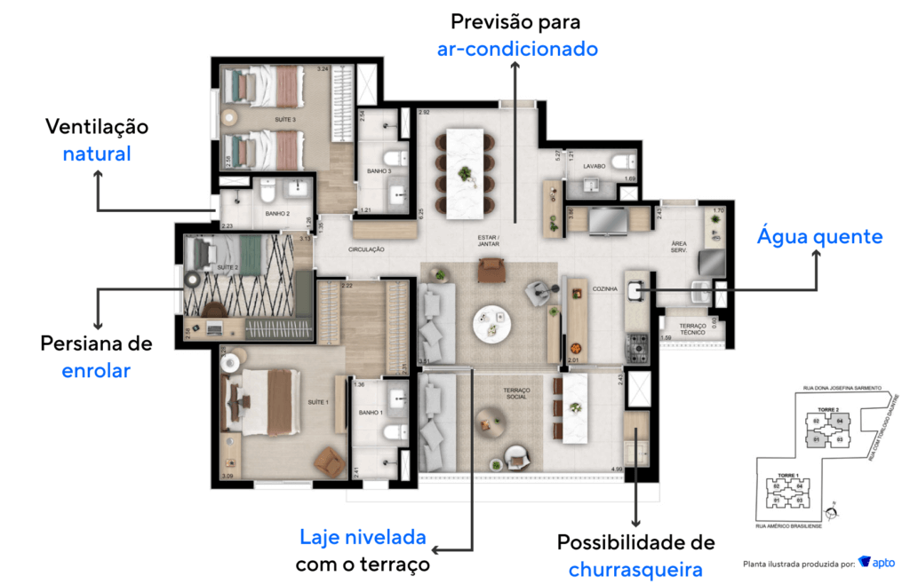 Apartamento de 112 m² do Luce Cambuí.